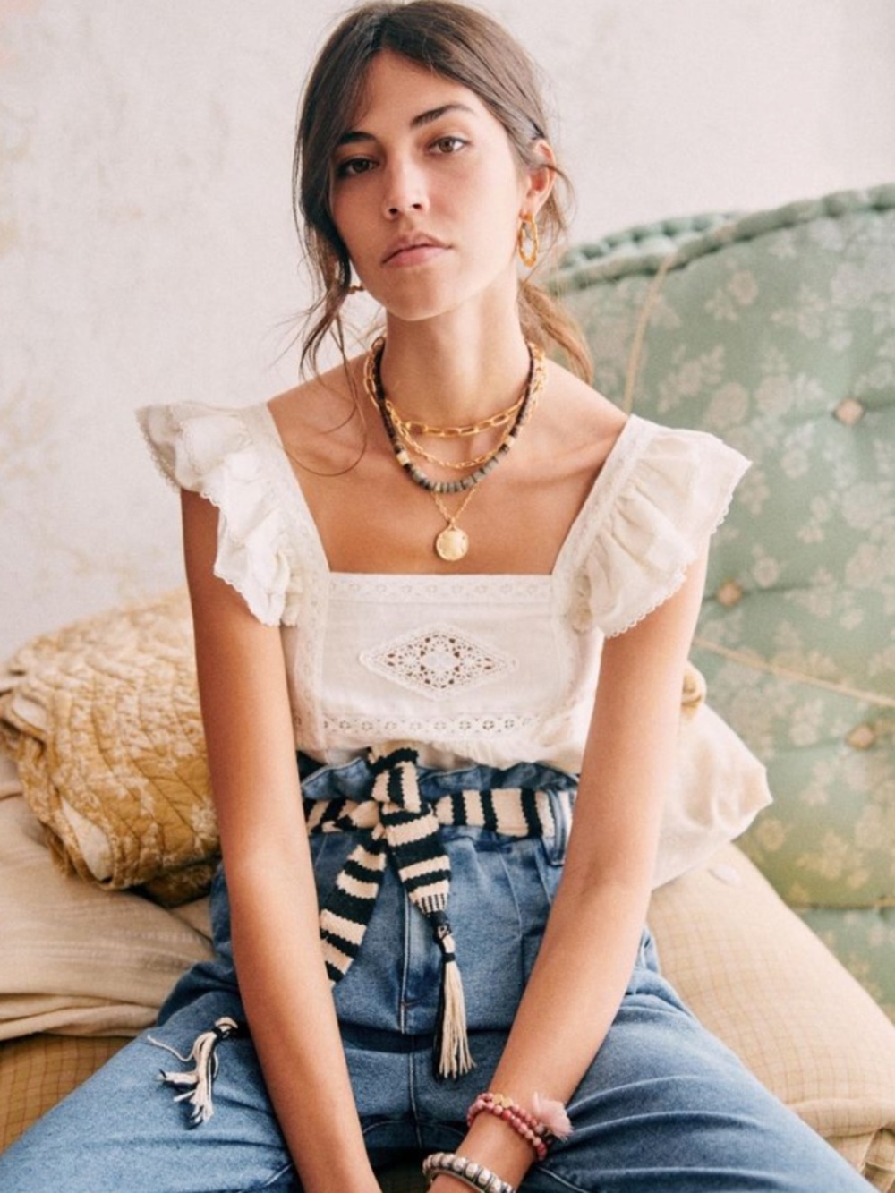 Sezane Zora embroidered Top sz 38